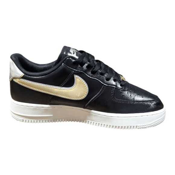 NIKE Air Force 1 Low 'Metallic Swoosh Black' Sneakers Size 9.5 - Picture 6 of 16